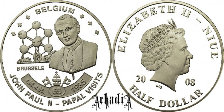 Niue 1/2 $ 2008 - pielgrzymka Belgia