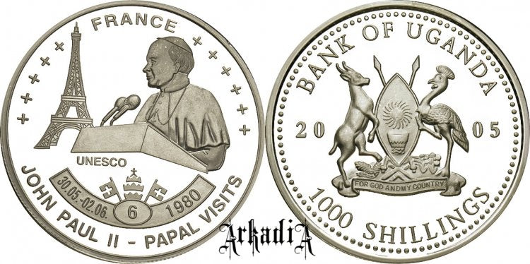 Uganda 1000 Sch 2005 - pielgrzymka Francja