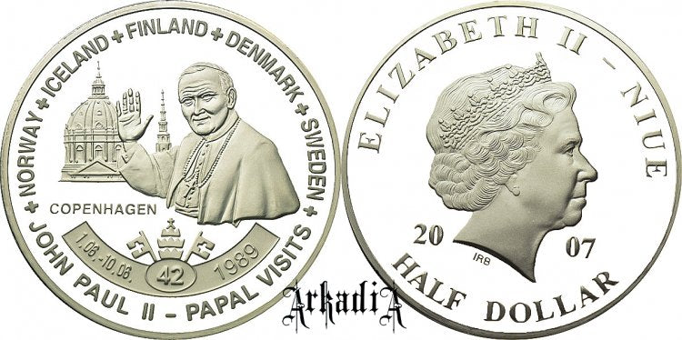 Niue 1/2 $ 2007 - pielgrzymka Skandynawia
