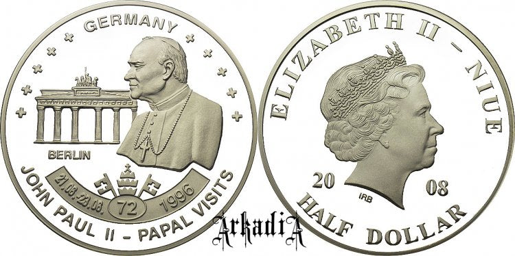 Niue 1/2 $ 2008 - pielgrzymka Niemcy