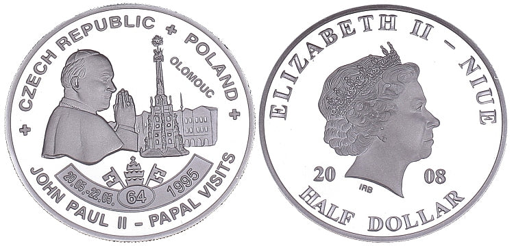 Niue 1/2 $ 2008 - pielgrzymka Czechy, Polska
